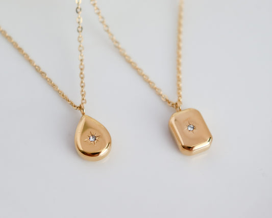 Zircon Starburst Stud Pendant Necklace