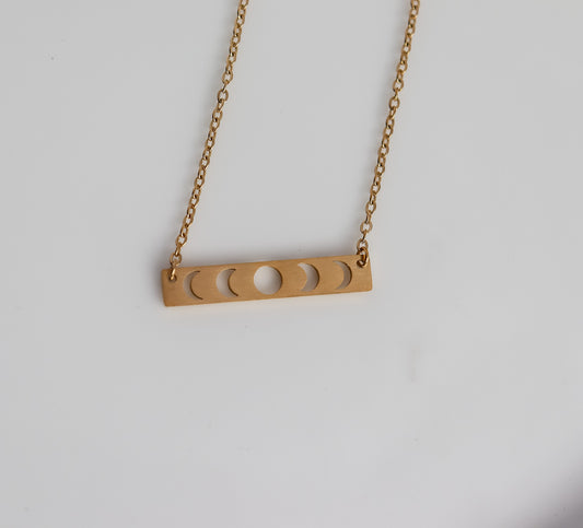 Moon Phases Cutout Bar Necklace