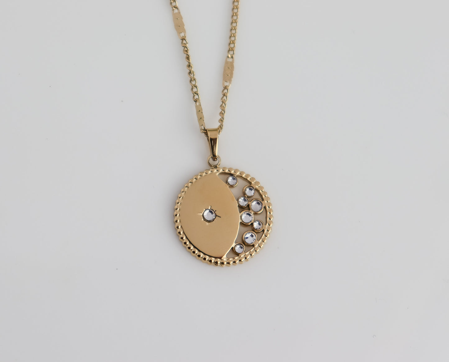 Studded Crescent Necklace