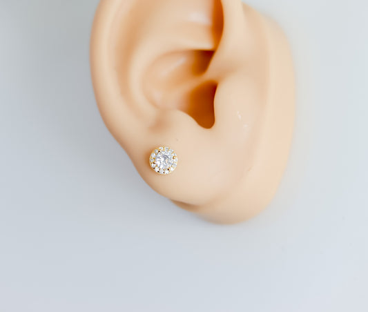 Halo Zircon Stud Earrings