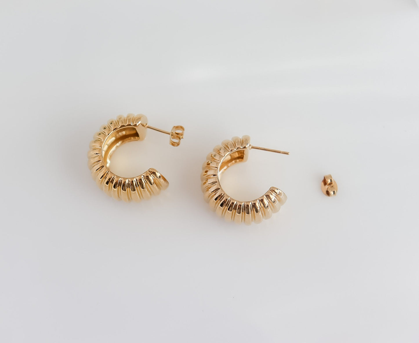 Bold Hoops | Round Lined Hoops | Statement Hoops in Gold | Gold Hoops | Birthday Gift for Her | Earring For Her