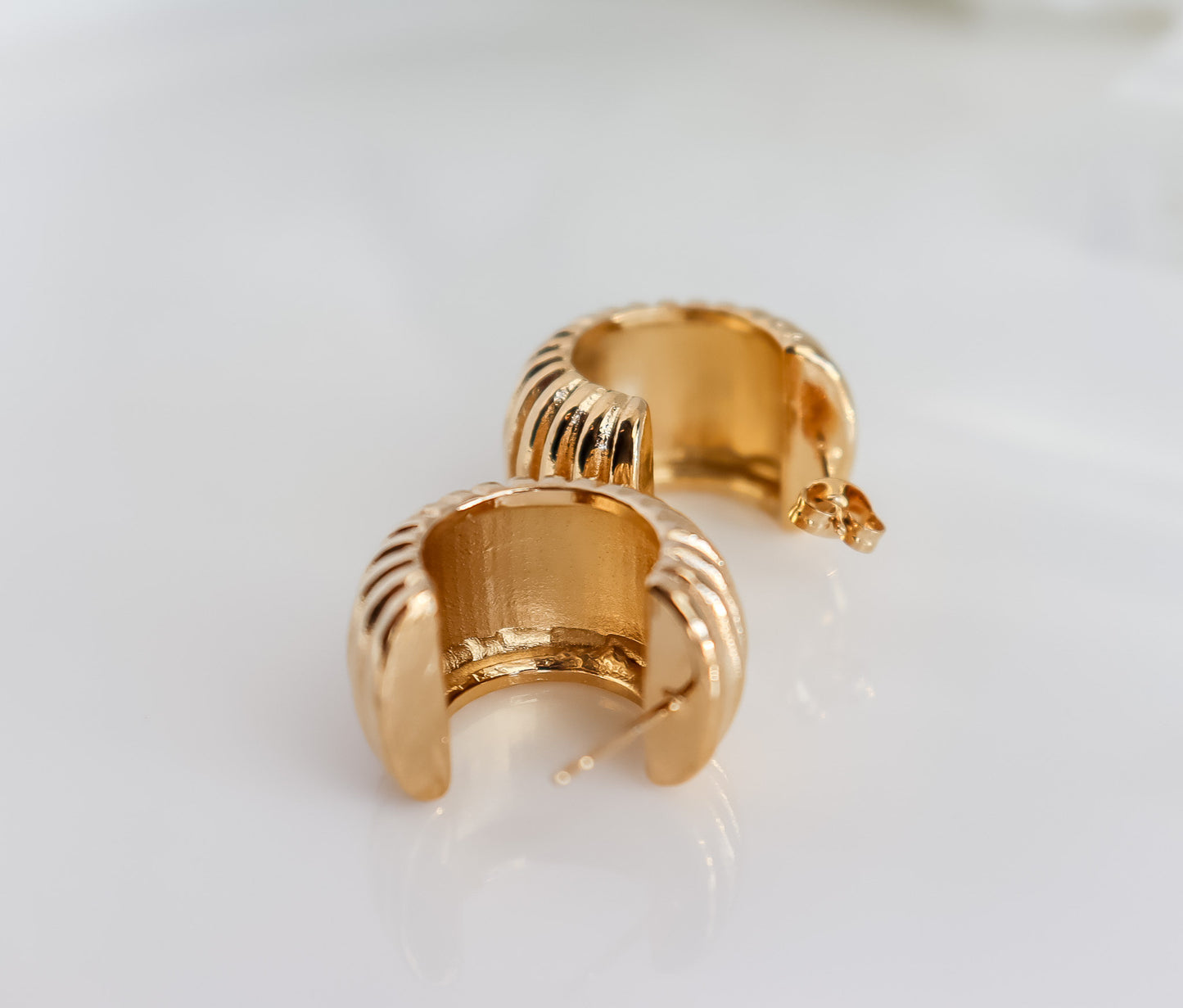 Bold Hoops | Round Lined Hoops | Statement Hoops in Gold | Gold Hoops | Birthday Gift for Her | Earring For Her
