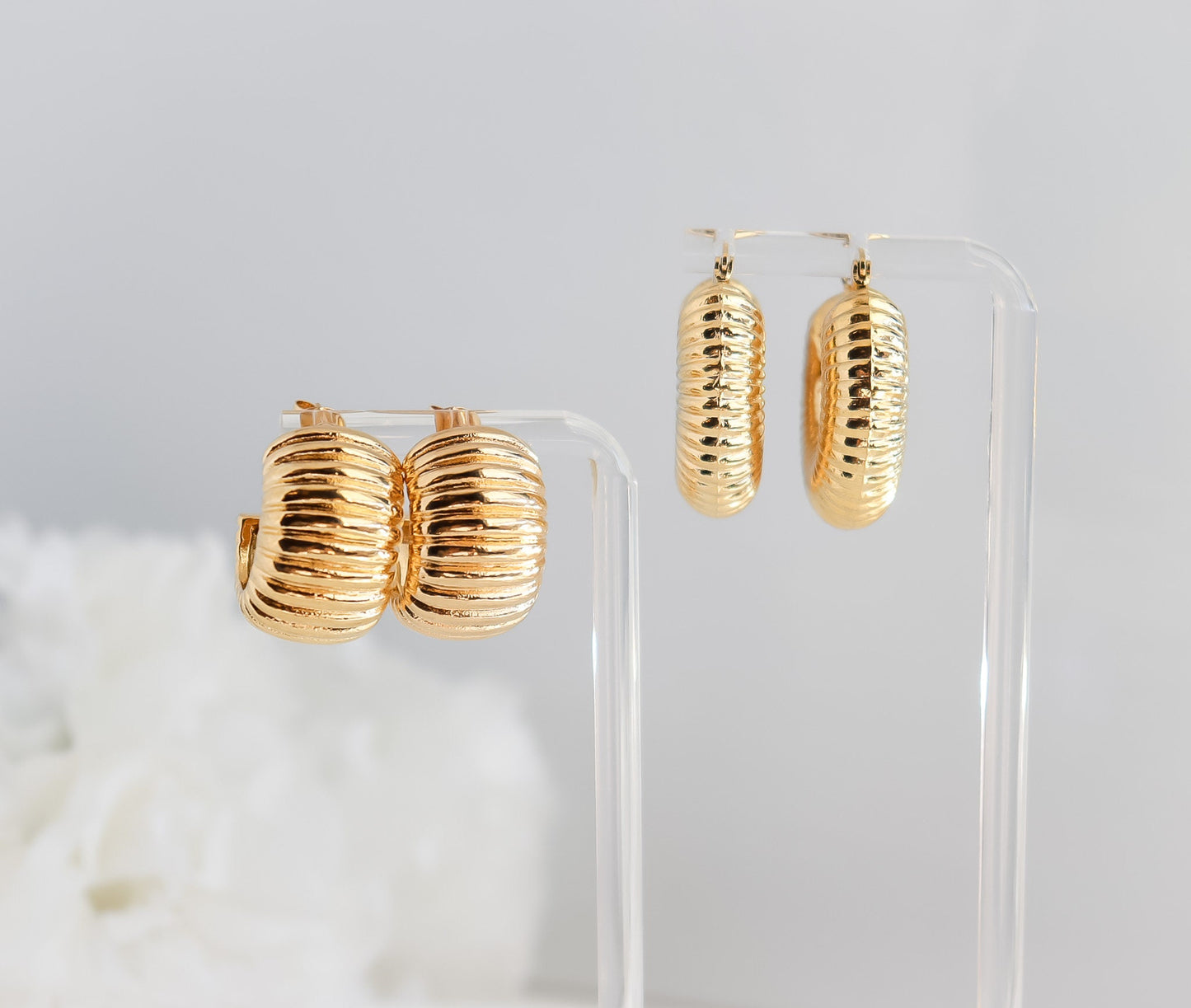 Bold Hoops | Round Lined Hoops | Statement Hoops in Gold | Gold Hoops | Birthday Gift for Her | Earring For Her