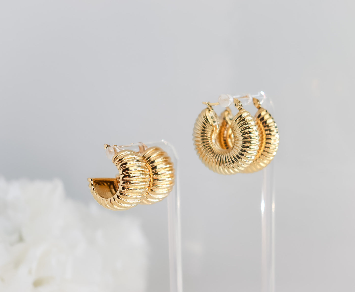 Bold Hoops | Round Lined Hoops | Statement Hoops in Gold | Gold Hoops | Birthday Gift for Her | Earring For Her