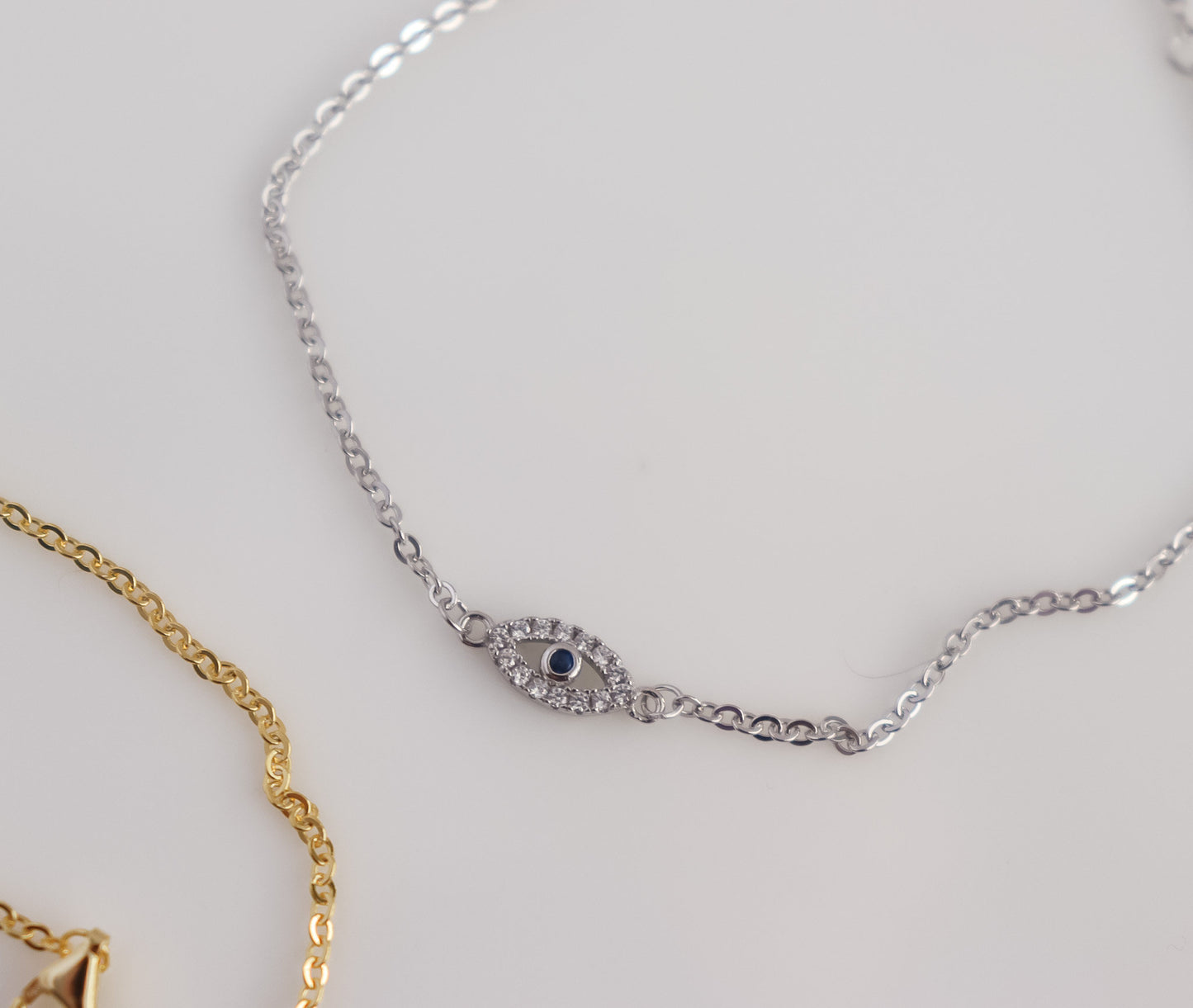 Evil Eye Bracelet | Sterling Silver Bracelet | Studded Silver Bracelet | Crystal Evil Eye | Gifts for Her Minimal Bracelet | Bridal Shower