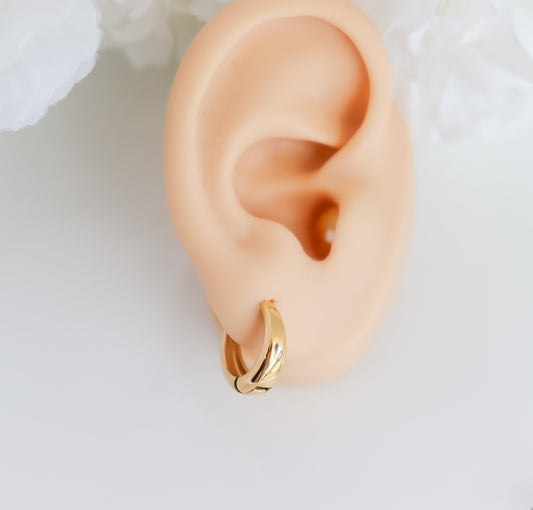 Hinged Huggie Earrings | Gold Hoop Earrings | Small Rounded Hoops | Statement Hoops in Gold | Birthday Gift for Her | Earring For Her
