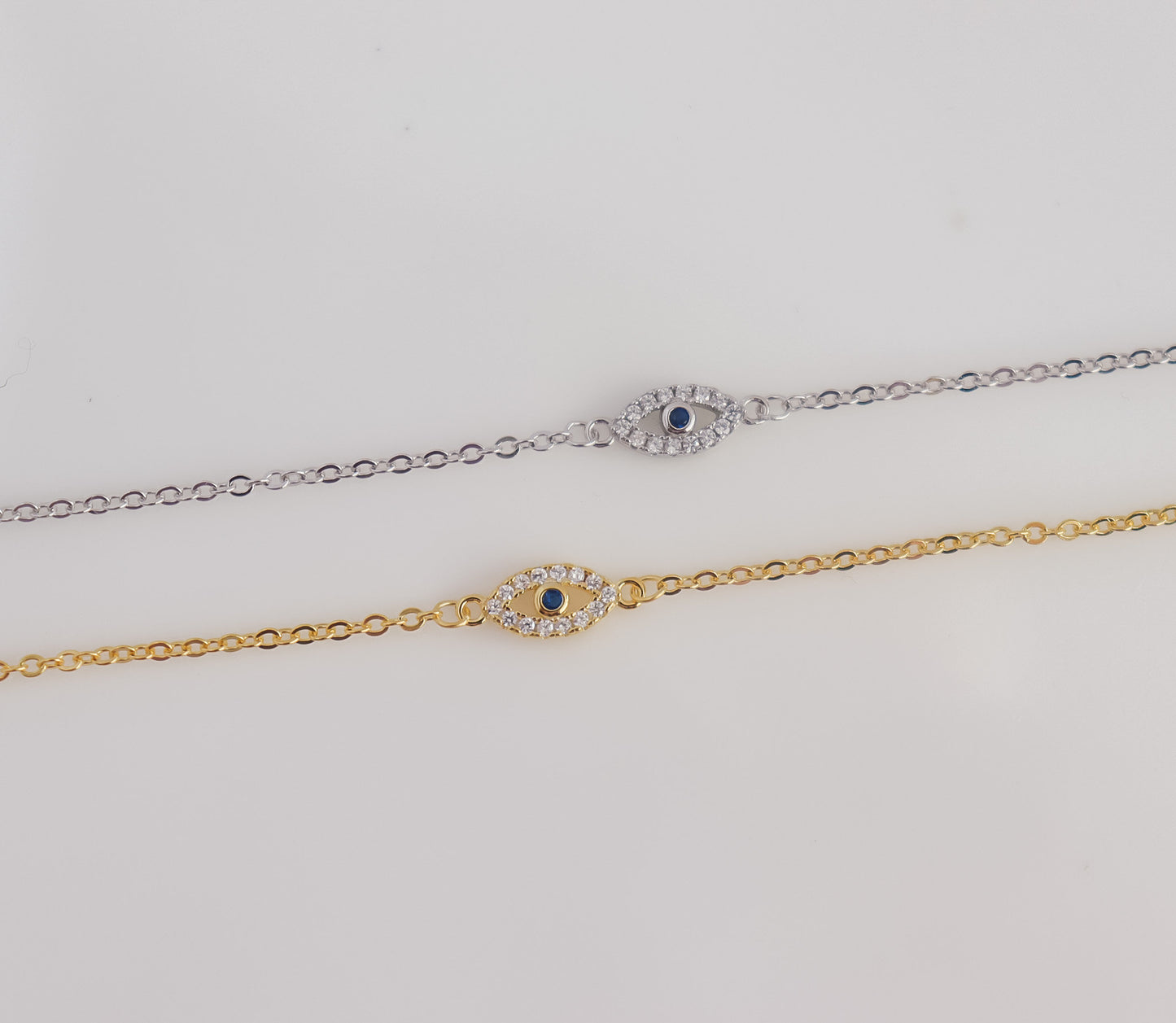 Evil Eye Bracelet | Sterling Silver Bracelet | Studded Silver Bracelet | Crystal Evil Eye | Gifts for Her Minimal Bracelet | Bridal Shower