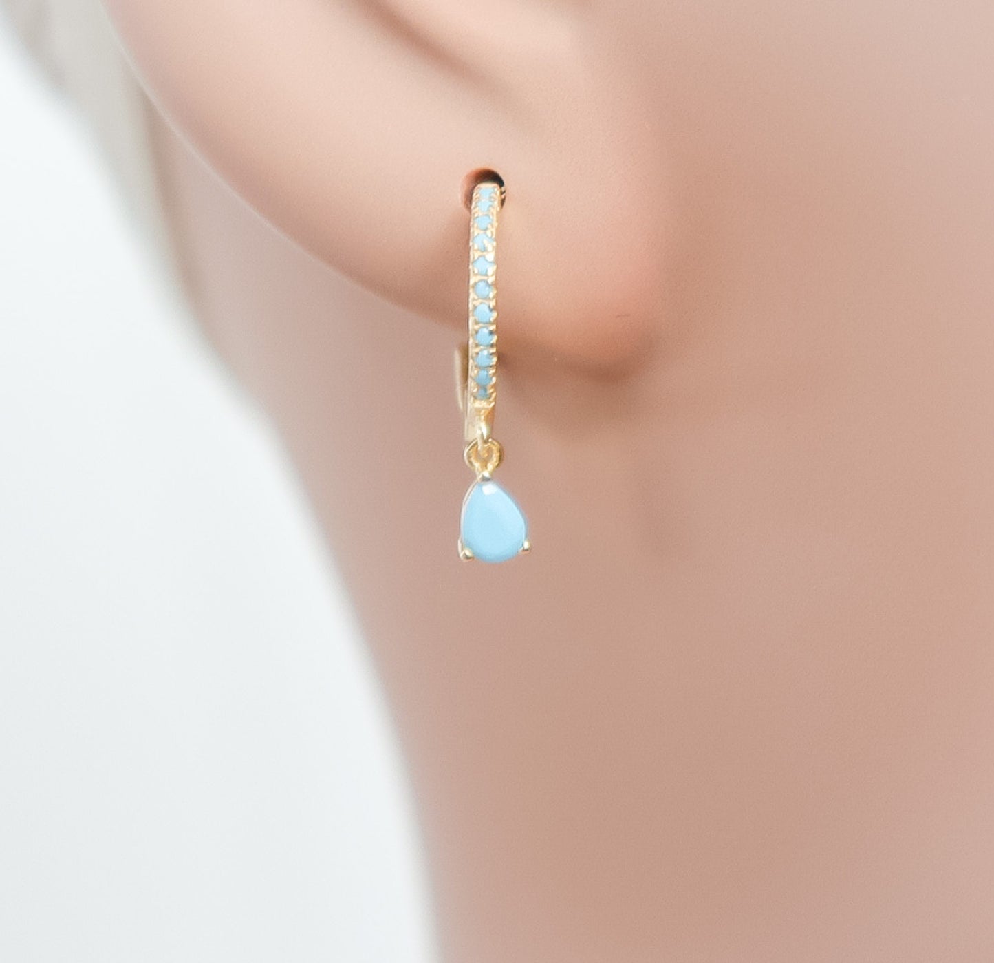 Diamond Earring Pair | Turquoise Earring | Gemstone Minimal Earring | Dangle Earring | Gold Earring | Bridesmaid Gifts | Handmade Earring