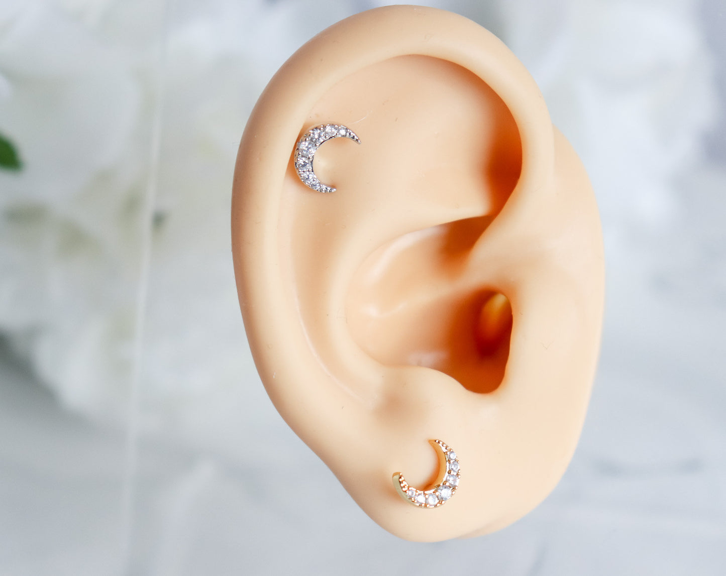 Crescent Stud Earring | Zircon Crescent Stud Earrings | Birthday Gift for Her | Earrings For Her | Dainty Earrings | Christmas Gift