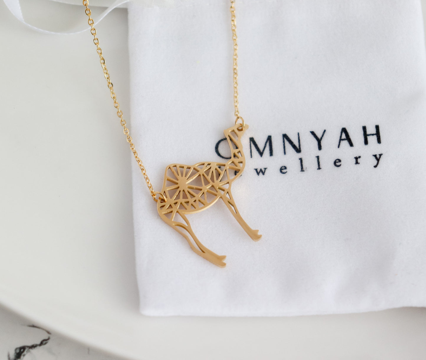 Origami Animal Necklace | Geometric Camal Necklace | Gift For Animal Lovers | Bee Pendant Solid Gold | Animal Charm | Arabic Camal Necklace