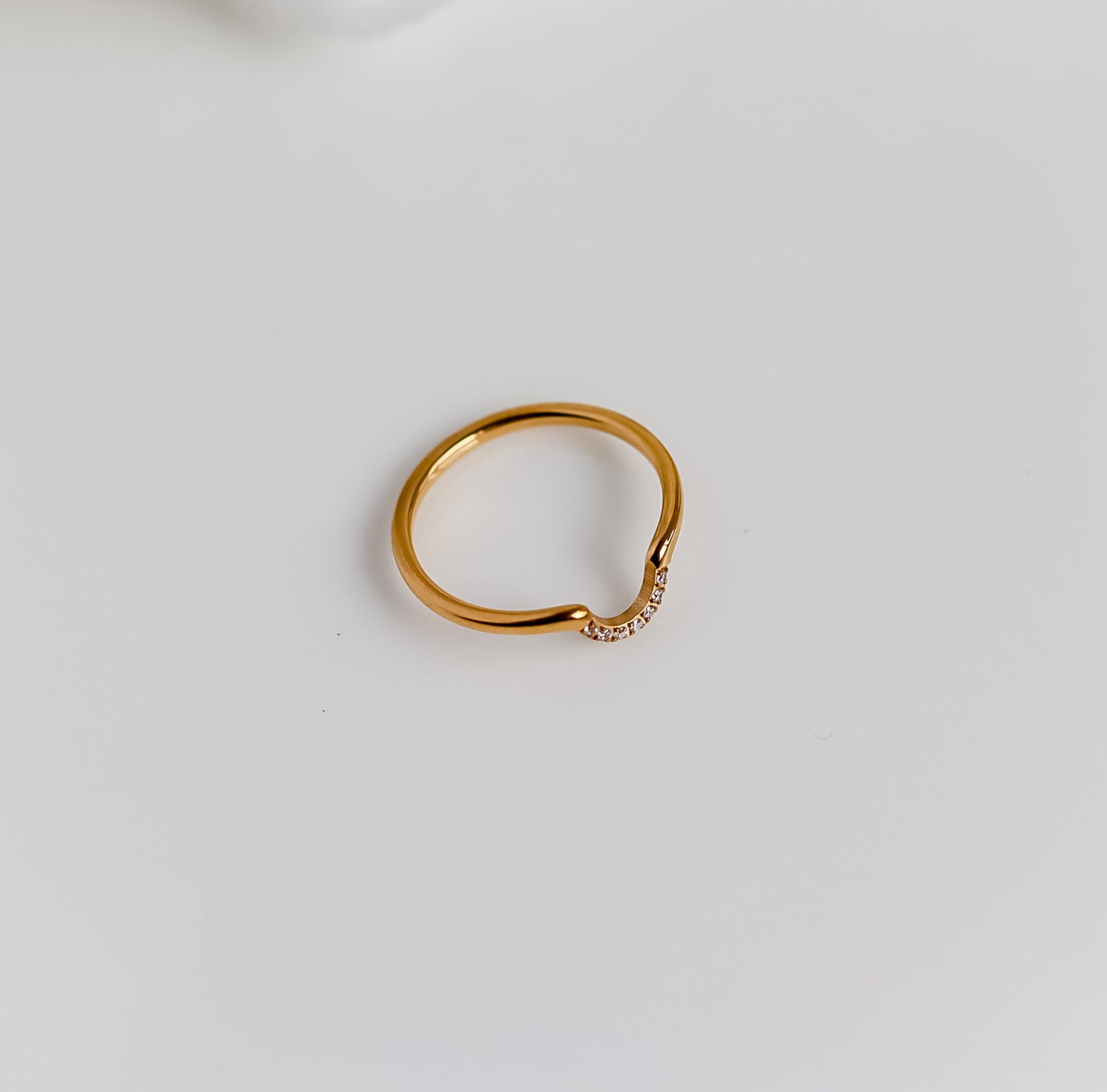 Curved U Ring | Pave Clear Cubic Zirconia CZ | U Shaped Wedding Ring | Daimond Curve Band | Rings for Women | Stacking Band
