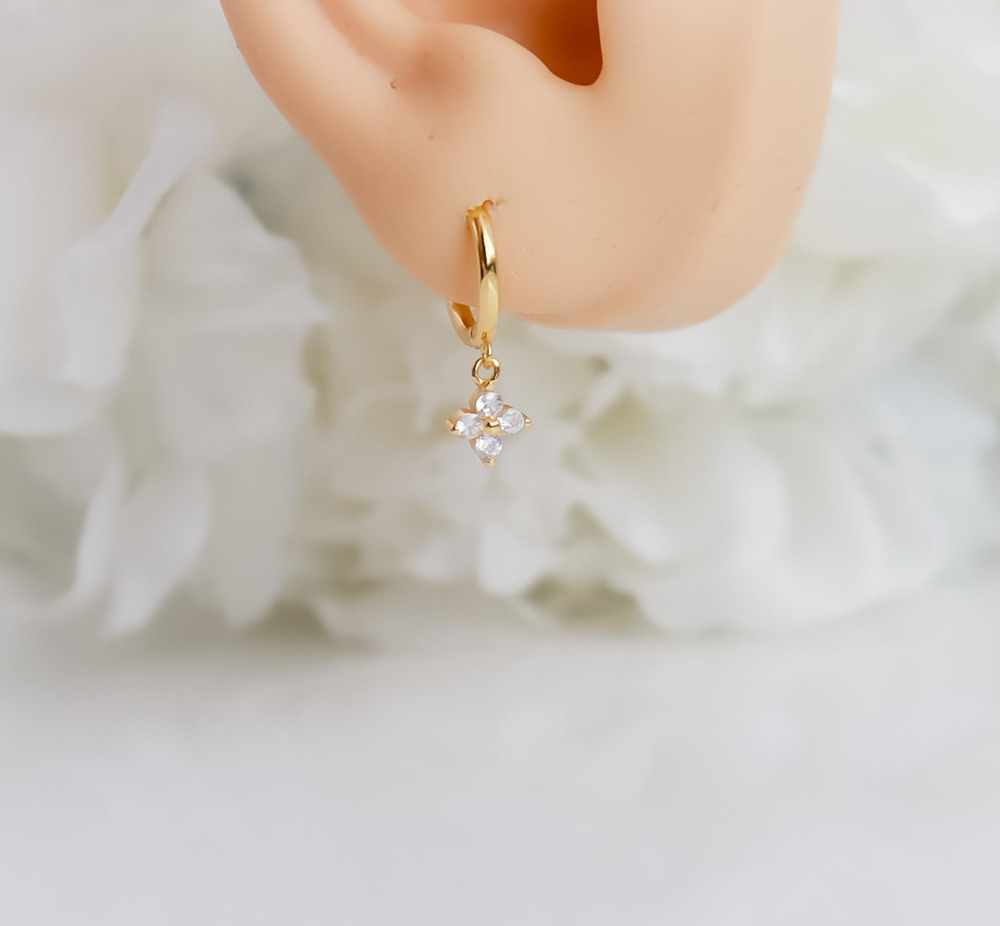 Dangle Jasmin Earring Pair | Jasmin Zircon Earring | Minimal Earring | Gold Earring | Bridesmaid Gifts | Bridal Shower Gift