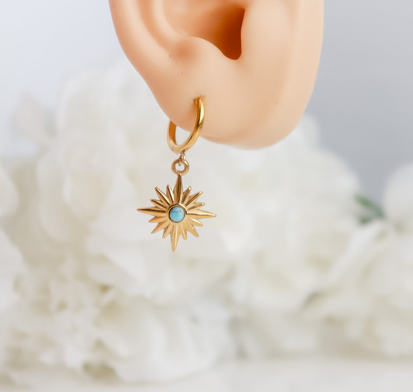 SunShine Earring I Turquoise Sun Earring | SunBurst earring I Celestial Jewelry | Bridesmaid Gifts | Gold Earring | Minimalist Earring