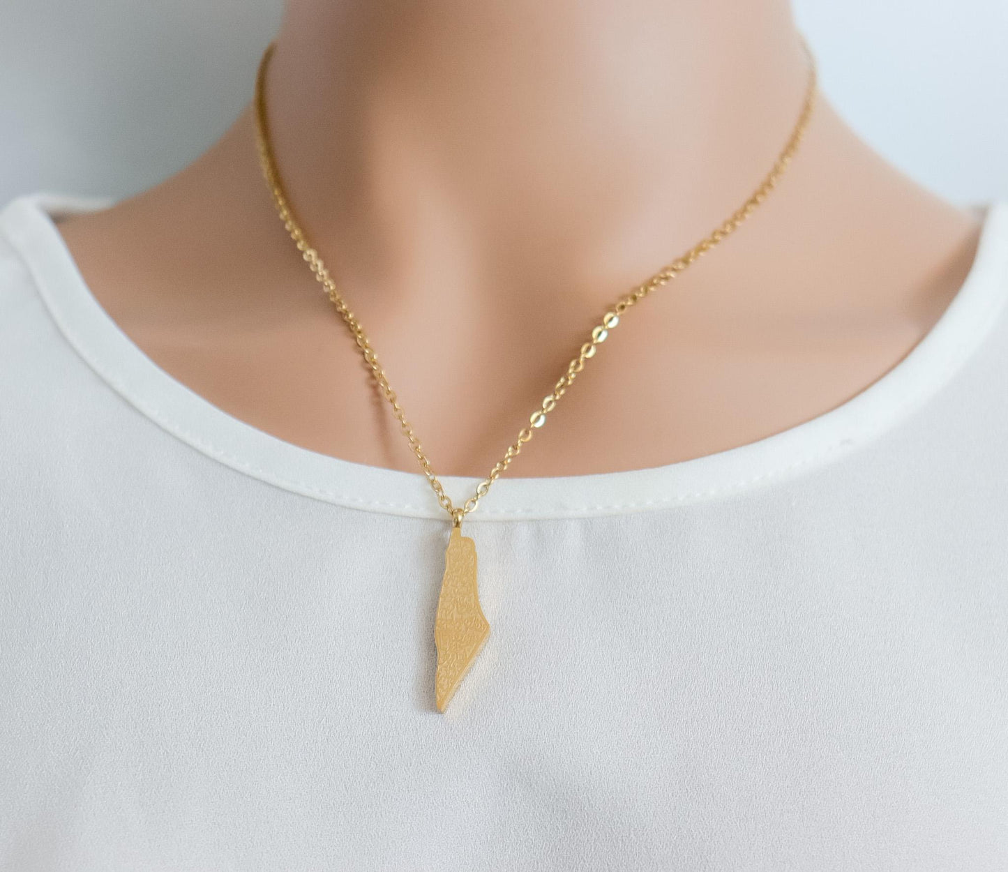 Palestine Necklace | Palestine Map Necklace with Arabic Calligraphy | Country Pride Necklace | Eid Gift