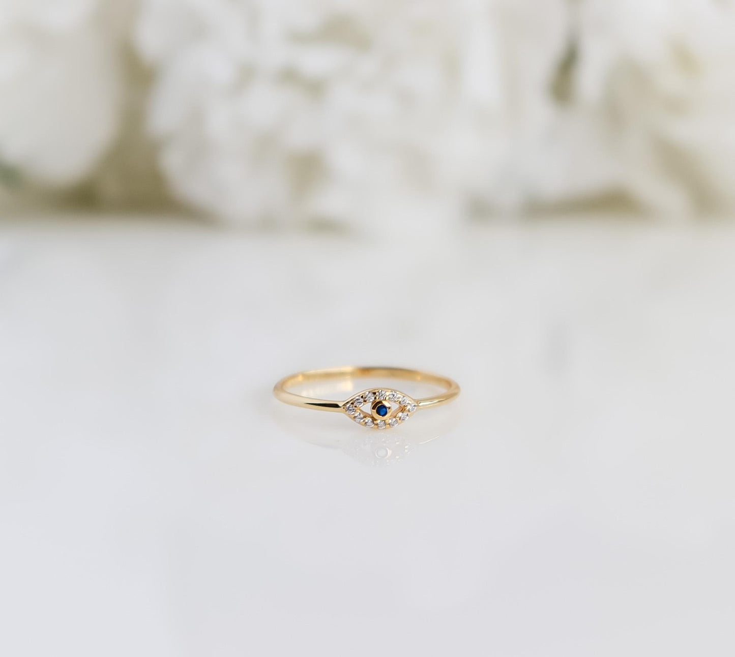Evil Eye Ring | Sterling Silver Ring | Studded Evil Eye Ring | Crystal Evil Eye | Protective Ring | Minimalist Ring | Bridal Shower