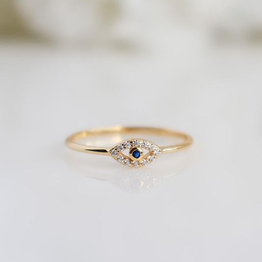 Evil Eye Ring | Sterling Silver Ring | Studded Evil Eye Ring | Crystal Evil Eye | Protective Ring | Minimalist Ring | Bridal Shower