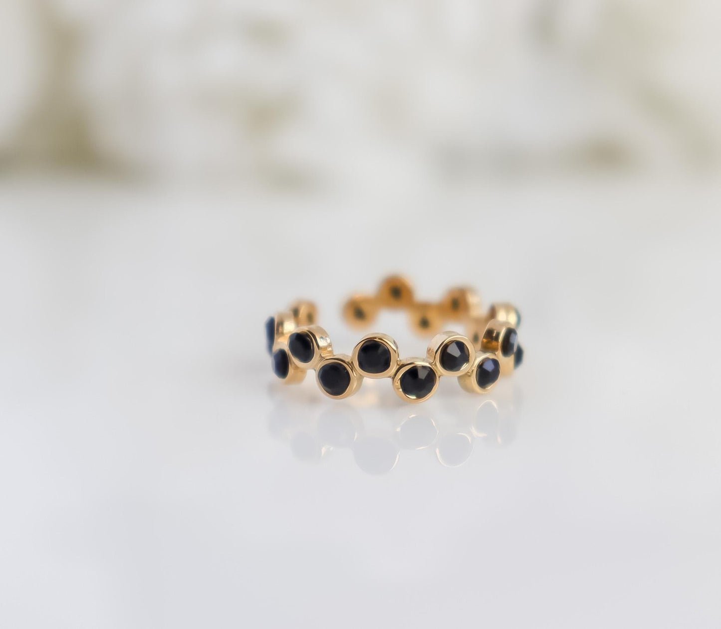 Gemstone Ring | Circle Zirconia Ring | Crystal Ring | Celestial Jewelry | Studded Ring | Resizable Ring | Statement Ring | Ring For Her