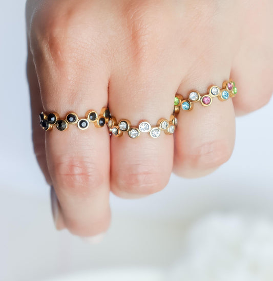 Gemstone Ring | Circle Zirconia Ring | Crystal Ring | Celestial Jewelry | Studded Ring | Resizable Ring | Statement Ring | Ring For Her