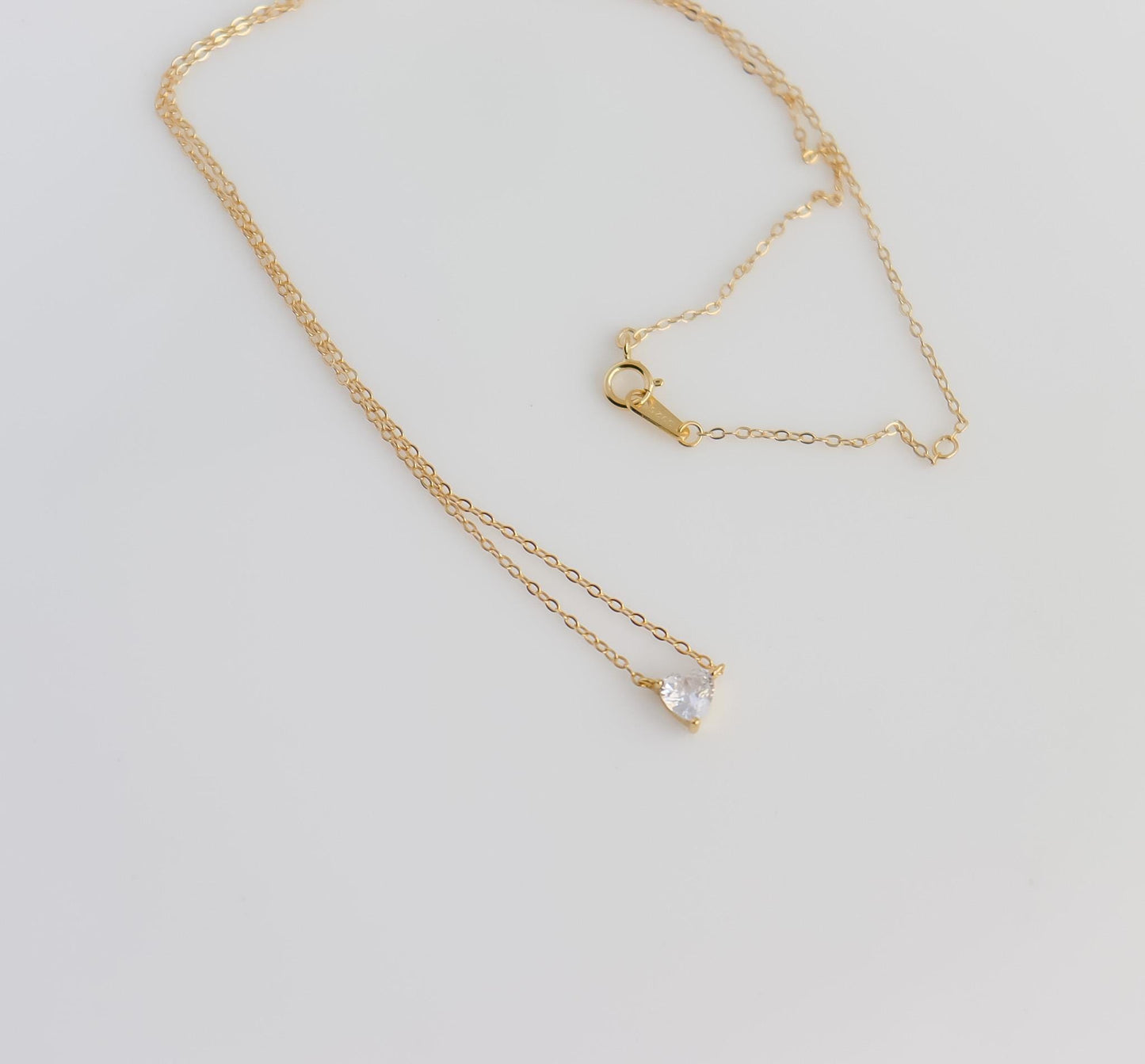 Crystal Heart Necklace | Zircon Sterling Silver Necklace | Statement Heart Pendant | Delicate Layering | Minimalist Wedding Jewelry
