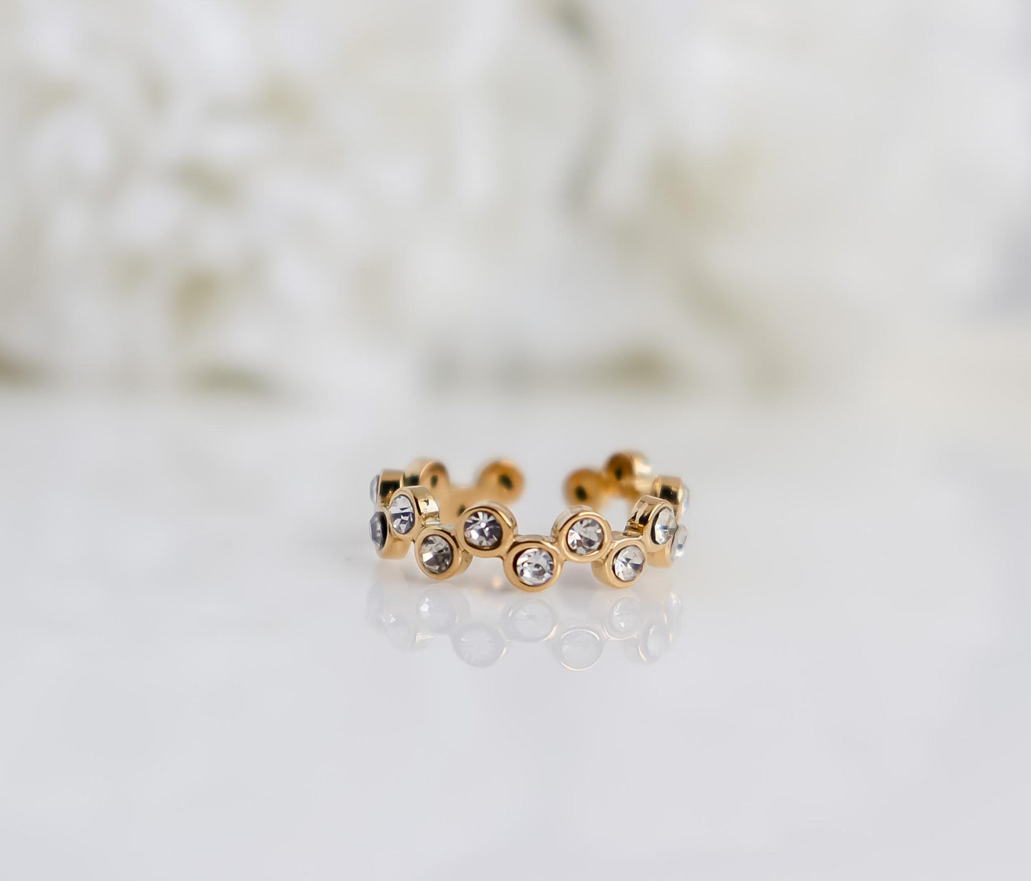 Gemstone Ring | Circle Zirconia Ring | Crystal Ring | Celestial Jewelry | Studded Ring | Resizable Ring | Statement Ring | Ring For Her