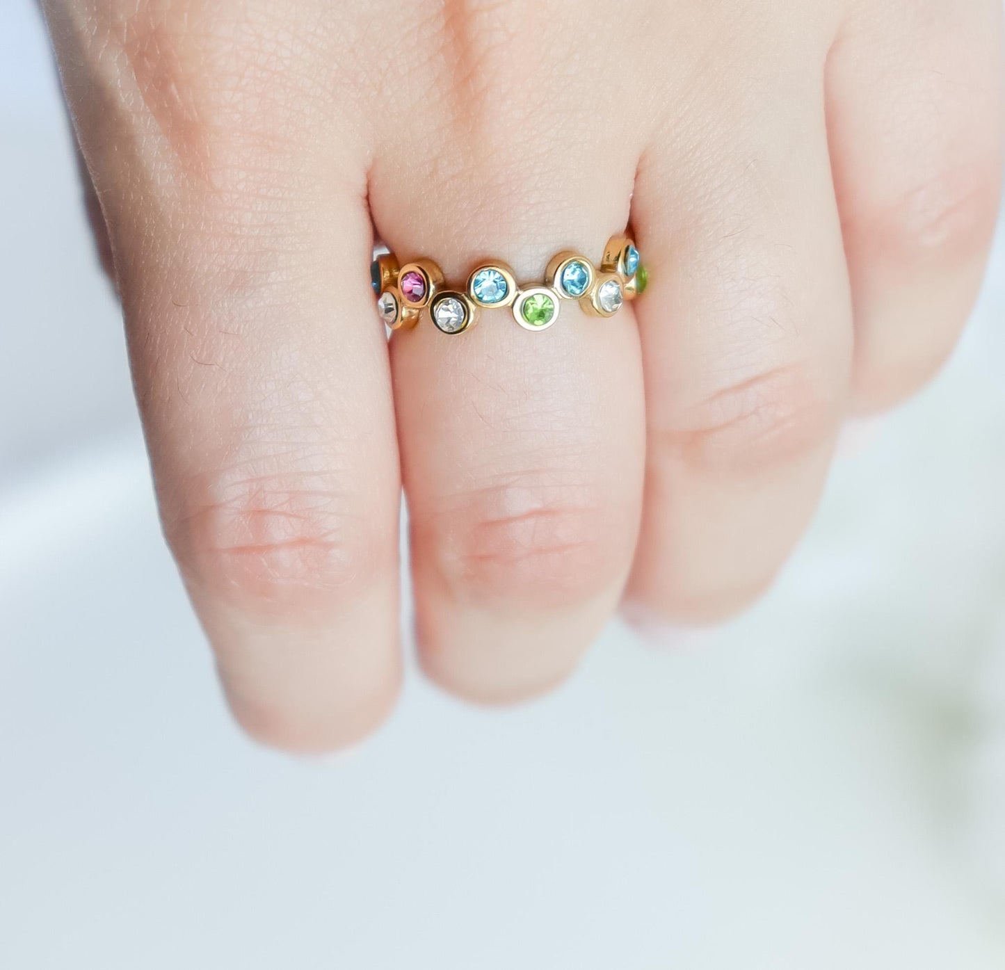 Gemstone Ring | Circle Zirconia Ring | Crystal Ring | Celestial Jewelry | Studded Ring | Resizable Ring | Statement Ring | Ring For Her