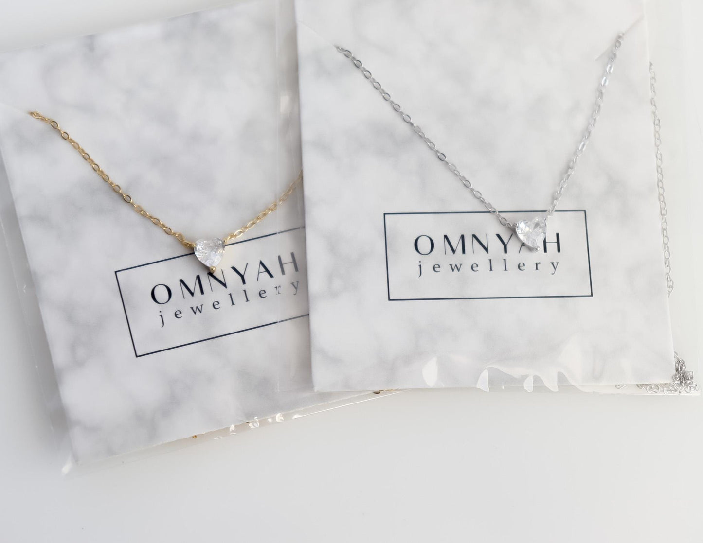 Crystal Heart Necklace | Zircon Sterling Silver Necklace | Statement Heart Pendant | Delicate Layering | Minimalist Wedding Jewelry