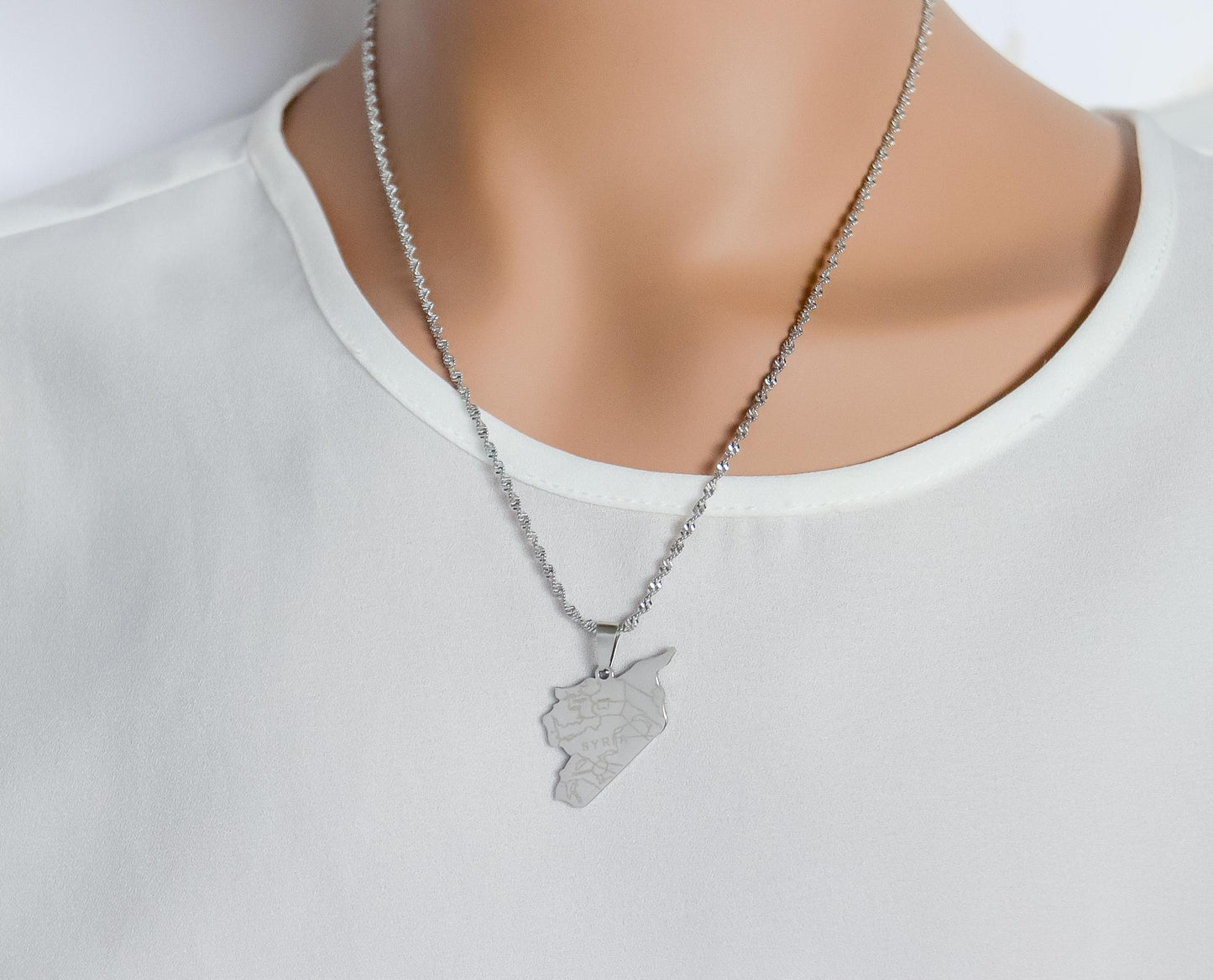 Syria Necklace | Suria Necklace | Syria Map Necklace | Country Pride Necklace | Minimalist Wedding Jewelry | Eid Gift I Syria Country Map