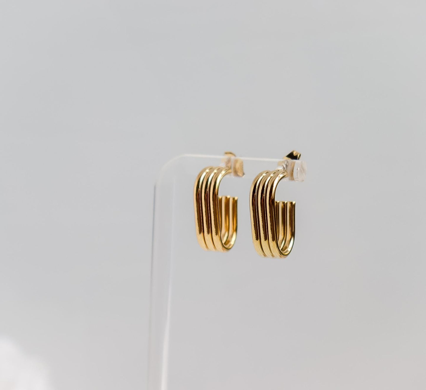Ribbed Rectangle Earring | Minimalist Earrings | Link Rectangle Earrings | Gift for Mom | Lined Earing | Open Earring | Earring For Her