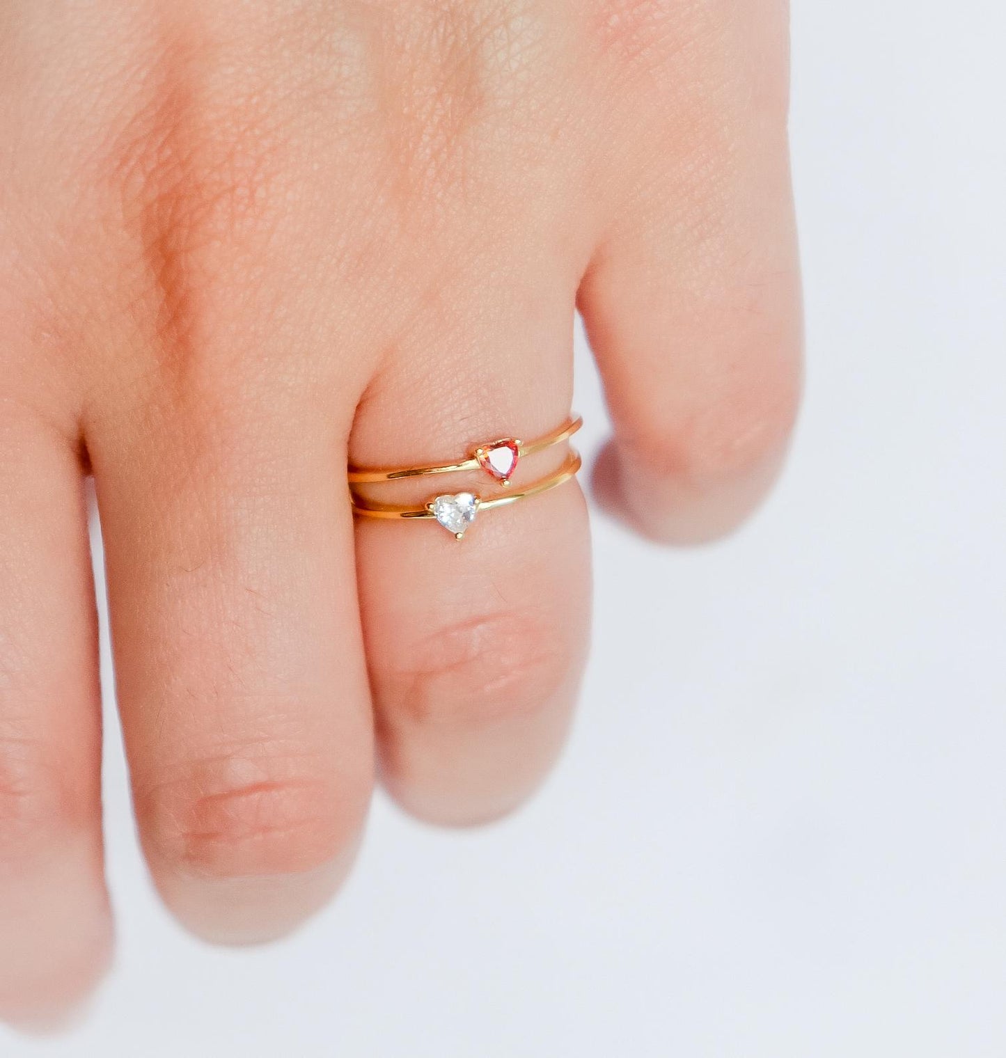 Heart Crystal Ring | Sterling Silver | Studded Ring | Gem Stone Ring | Zircon Ring | Thin Gold Minimalist Ring for Stacking | Ring For women