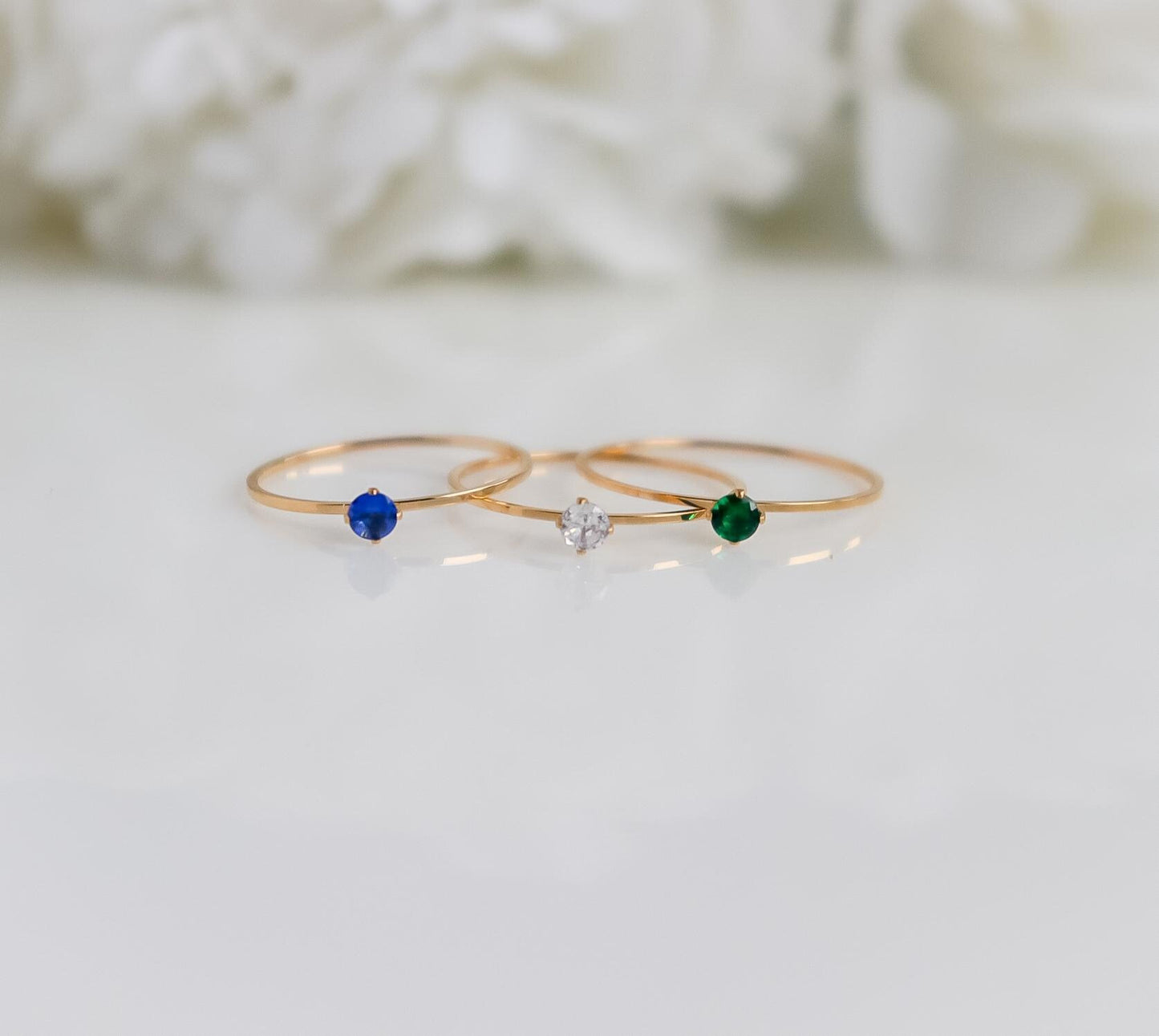 Round Crystal Ring | Studded Ring | Gem Stone Ring | Zircon Ring | Thin Gold Minimalist Ring for Stacking | Ring For women | Christmas Gift