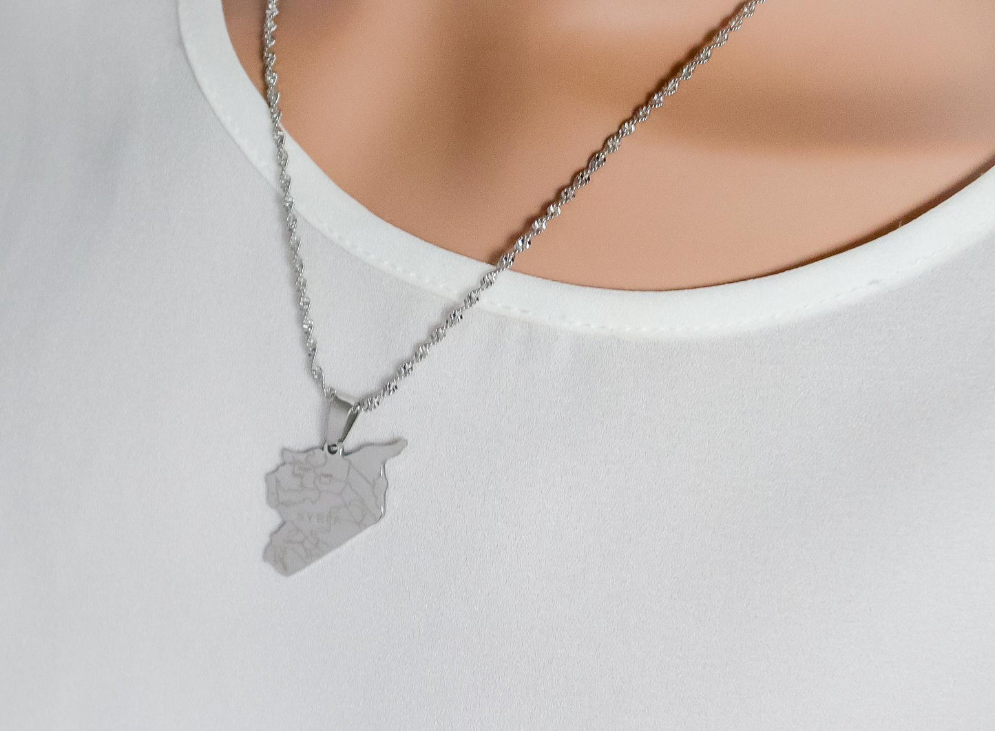 Syria Necklace | Suria Necklace | Syria Map Necklace | Country Pride Necklace | Minimalist Wedding Jewelry | Eid Gift I Syria Country Map