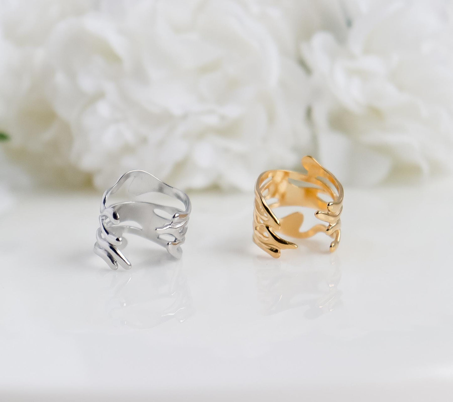 Chunky Wavy Ring | Resizable Simple Ring | Twisted Ring | Boho Ring | Bridesmaid Gifts I Gold Minimalist Ring for Stacking I Ring For women