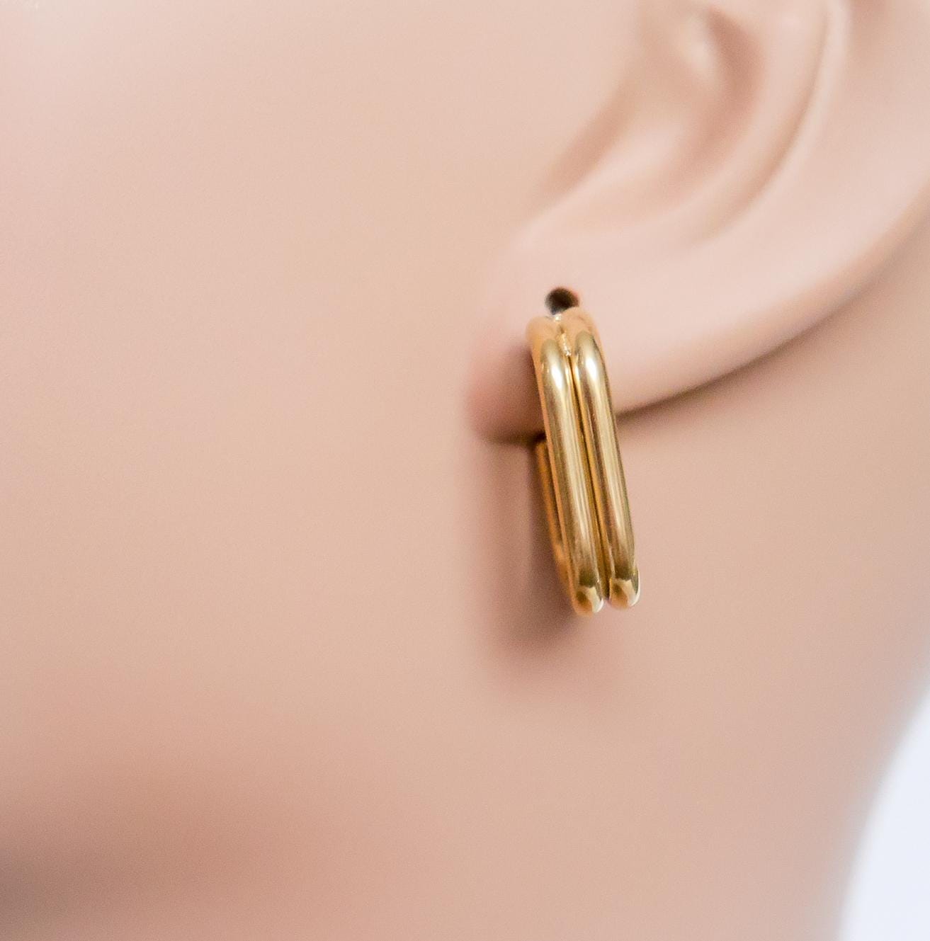 Ribbed Rectangle Earring | Minimalist Earrings | Link Rectangle Earrings | Gift for Mom | Lined Earing | Open Earring | Earring For Her