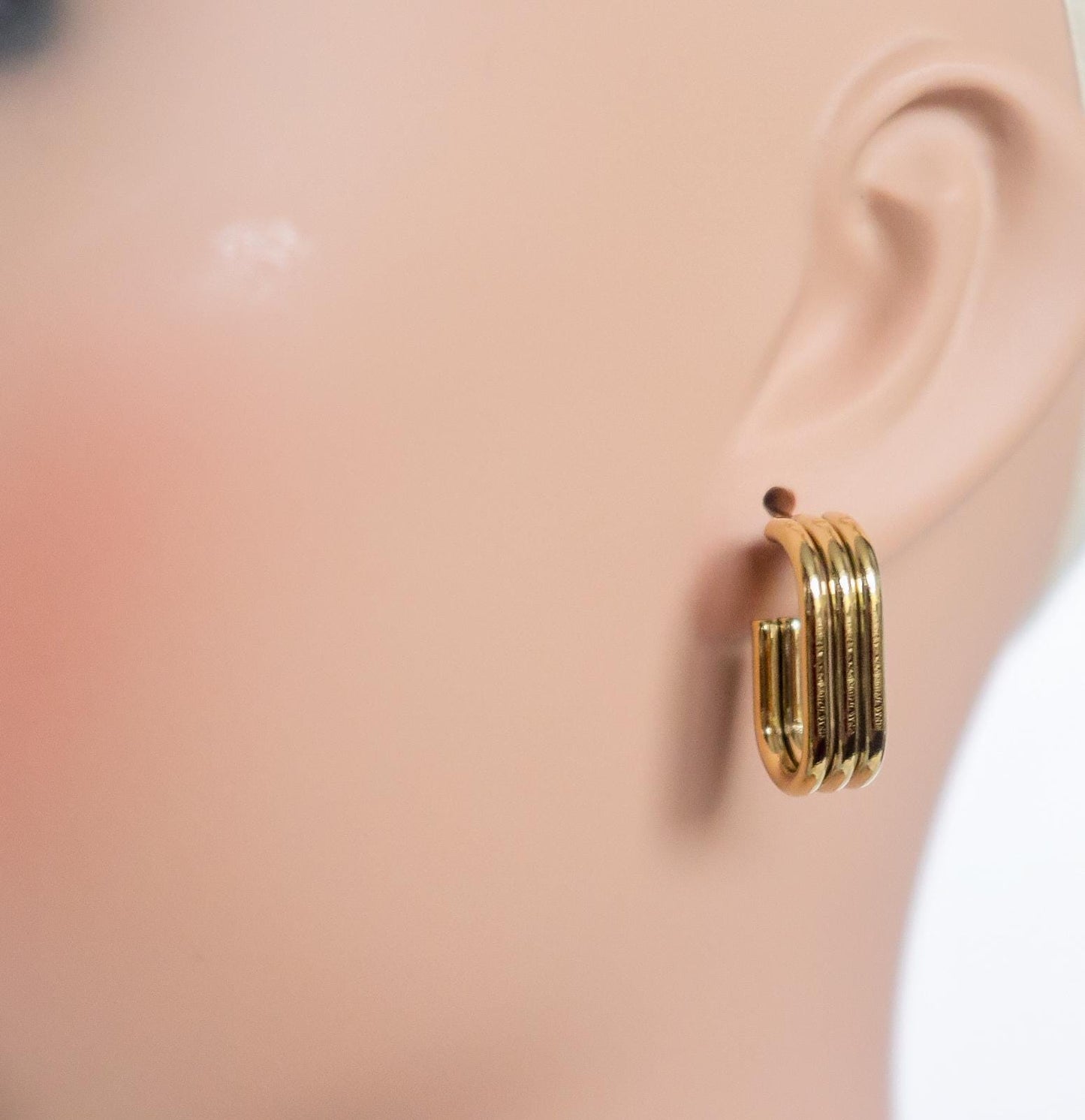Ribbed Rectangle Earring | Minimalist Earrings | Link Rectangle Earrings | Gift for Mom | Lined Earing | Open Earring | Earring For Her