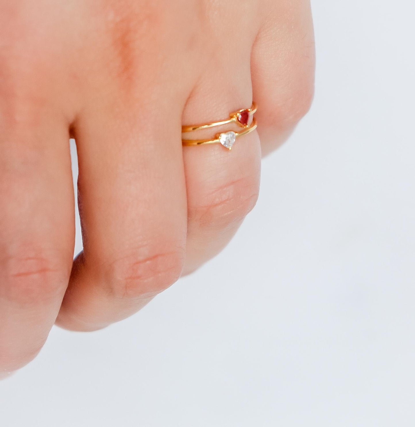 Heart Crystal Ring | Sterling Silver | Studded Ring | Gem Stone Ring | Zircon Ring | Thin Gold Minimalist Ring for Stacking | Ring For women