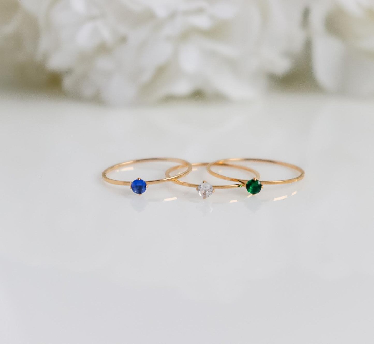 Round Crystal Ring | Studded Ring | Gem Stone Ring | Zircon Ring | Thin Gold Minimalist Ring for Stacking | Ring For women | Christmas Gift
