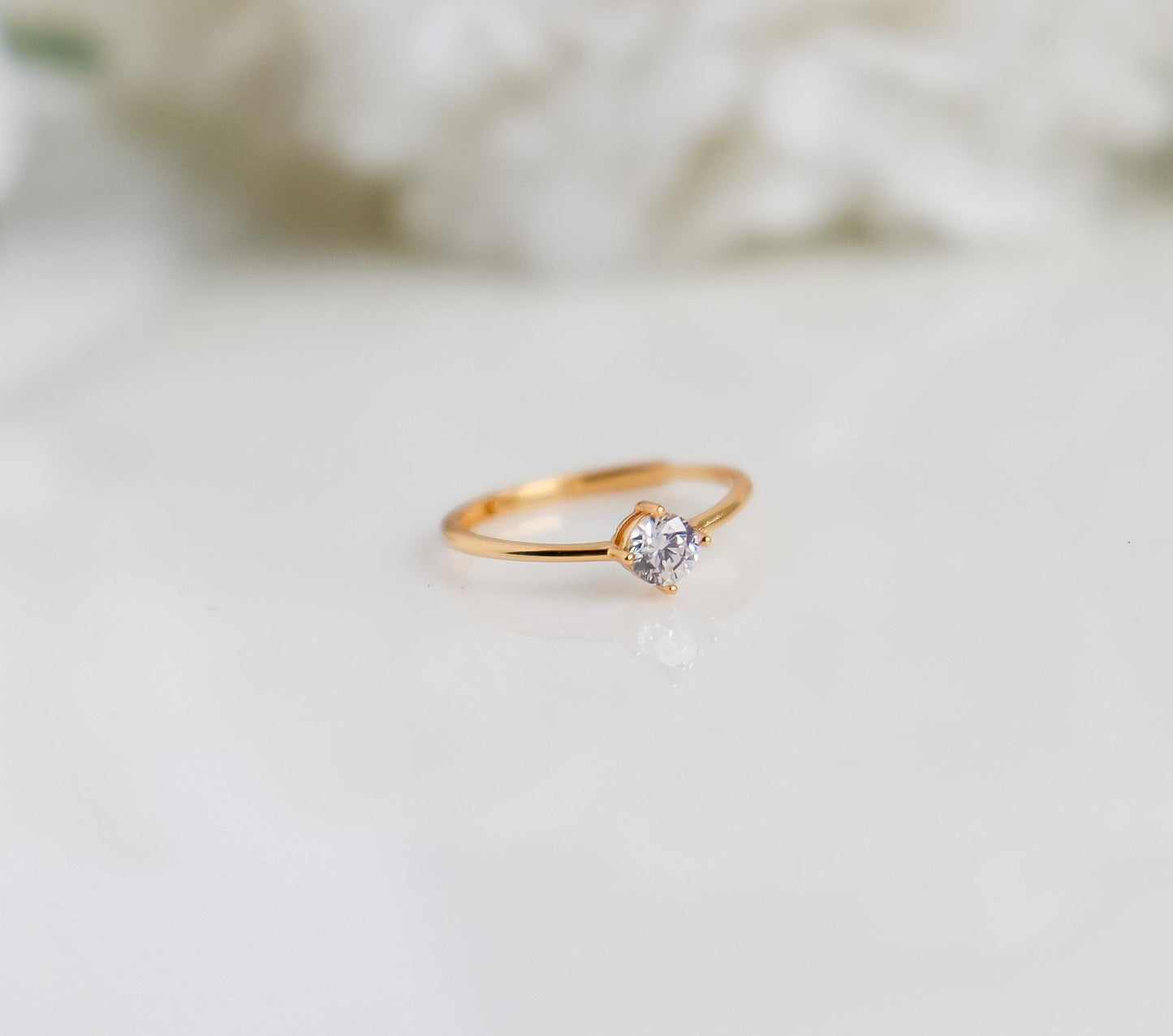 Round Crystal Ring | Studded Ring | Gem Stone Ring | Zircon Ring | Thin Gold Minimalist Ring for Stacking | Ring For women | Christmas Gift