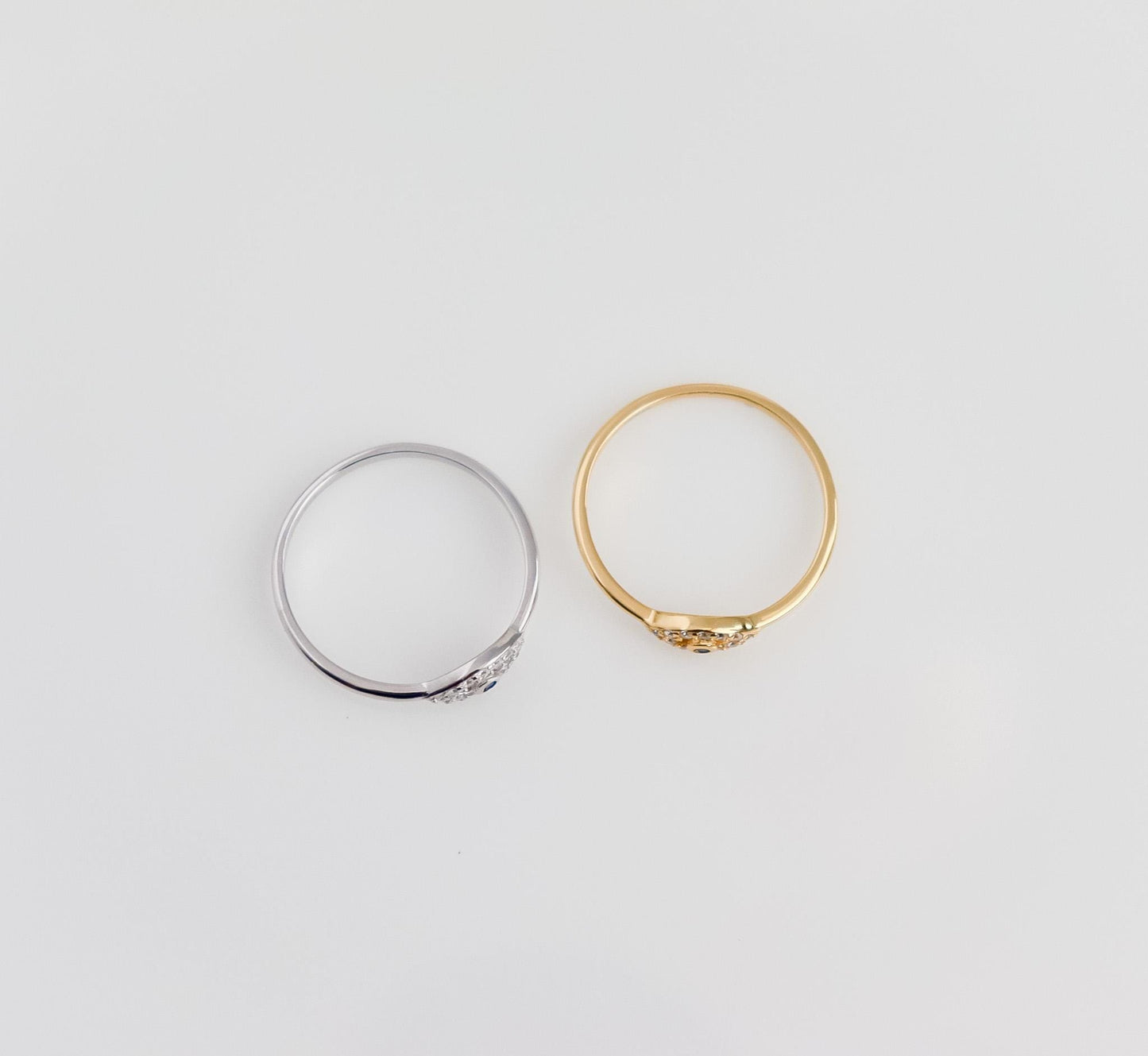 Evil Eye Ring | Sterling Silver Ring | Studded Evil Eye Ring | Crystal Evil Eye | Protective Ring | Minimalist Ring | Bridal Shower