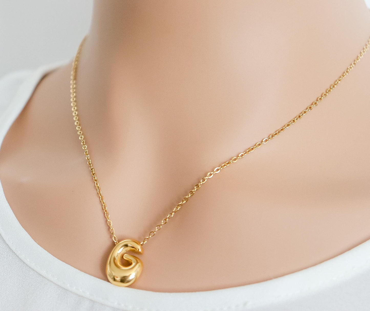 Bubble Letter Necklace | Bubble Initial Letter | Alphabet Letter Pendant | Balloon Letter Custom Jewelry | Name Initial Necklace