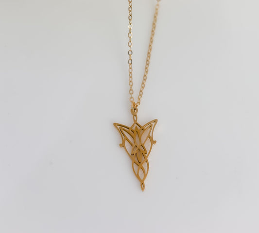 Arwen Eflique Evenstar Lotr Minimalist Necklace | Fair Tale Princess Pendant with Thiny Chain | Gift For Elvis Queen Lover Jewelry