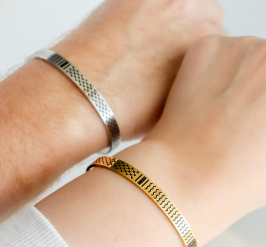 keffiyeh Bangel | Palestine Cuff | Palestine Scarf Cuff | Palestine Map Bangel with Keffiyeh | Country Pride Jewelry | Eid Gift