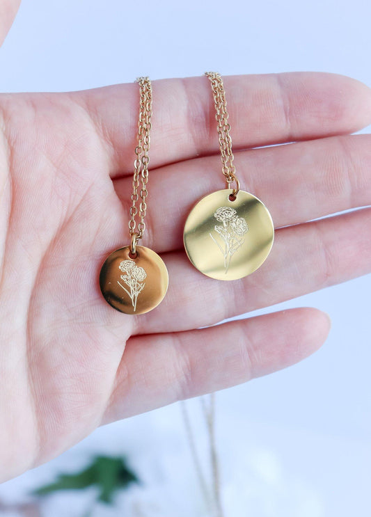 Birth Month Flower Pendant Necklace (Style 1)