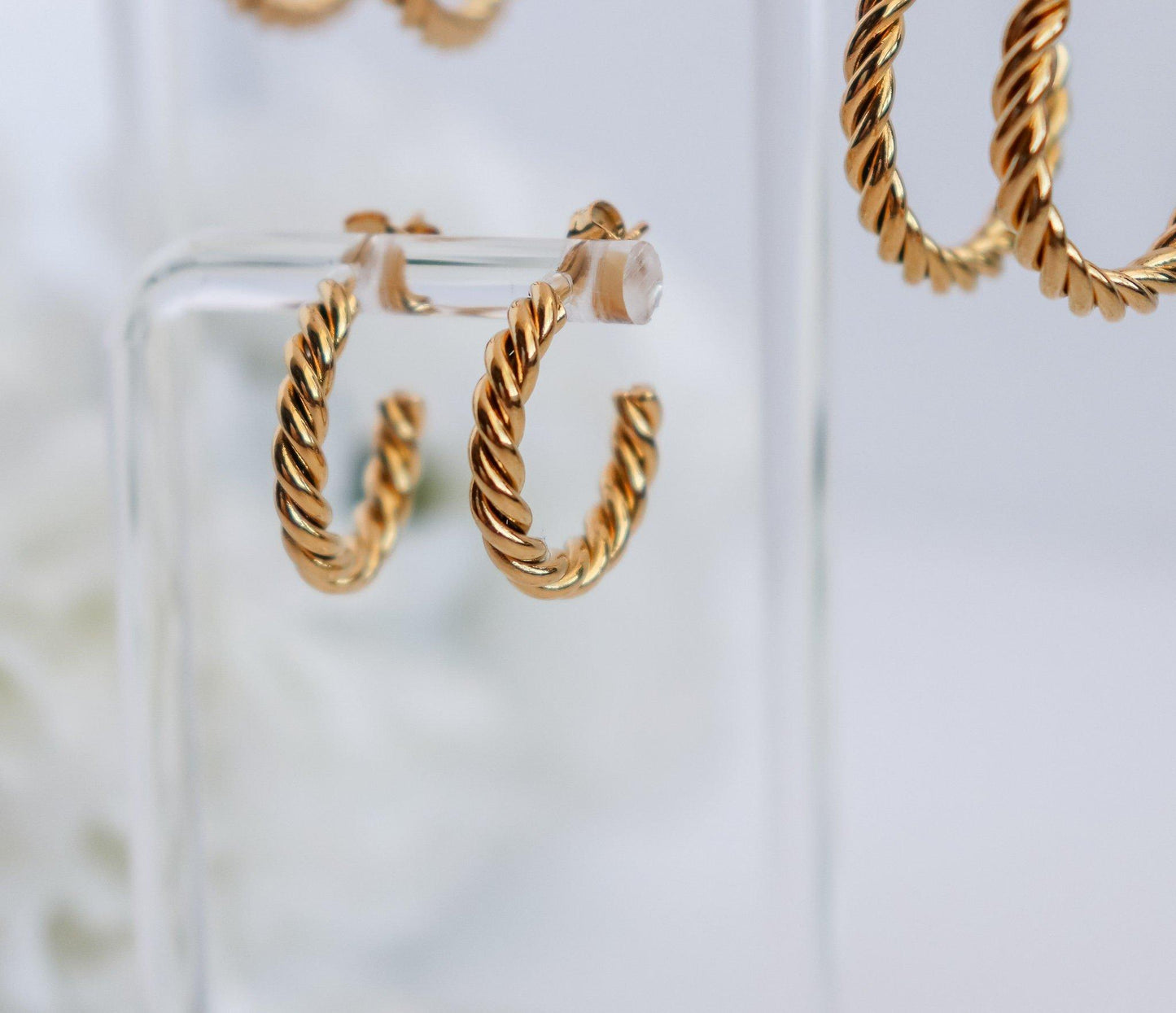 Thin Twisted Hoop Earrings