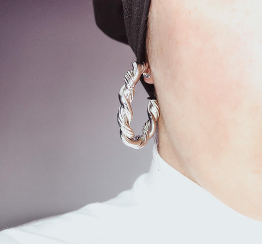 Large Twist Hoop Earrings