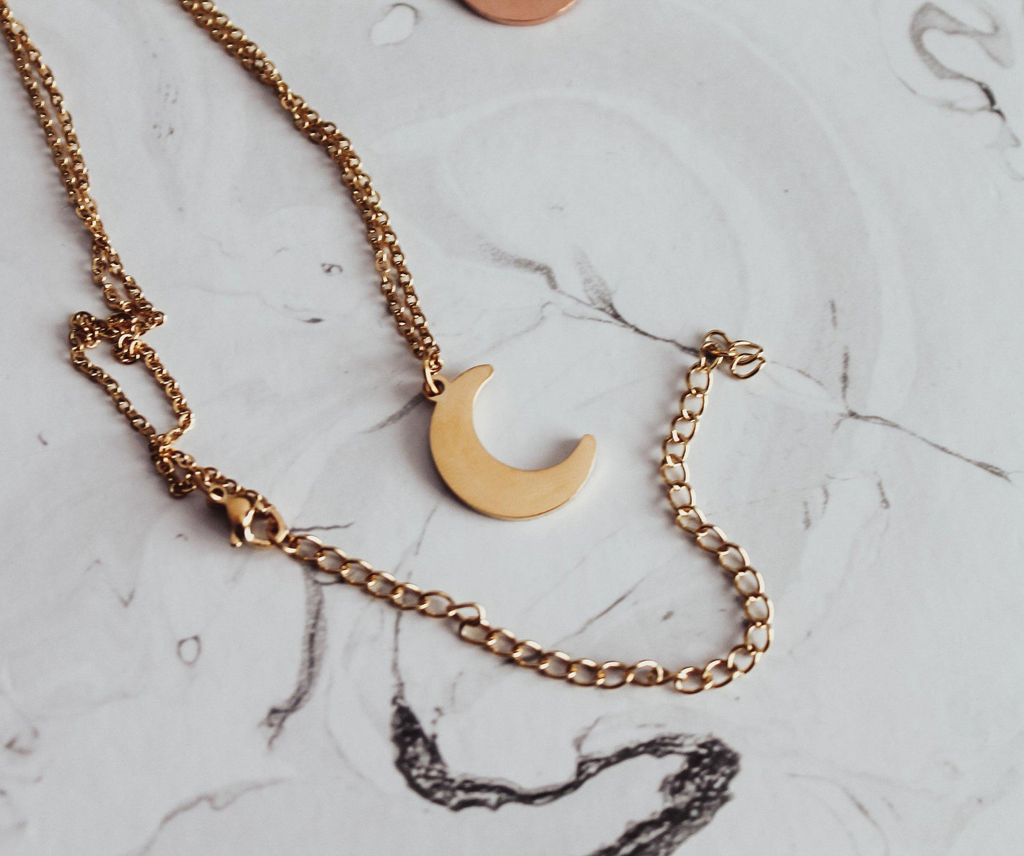 Mini Solid Crescent Moon Necklace
