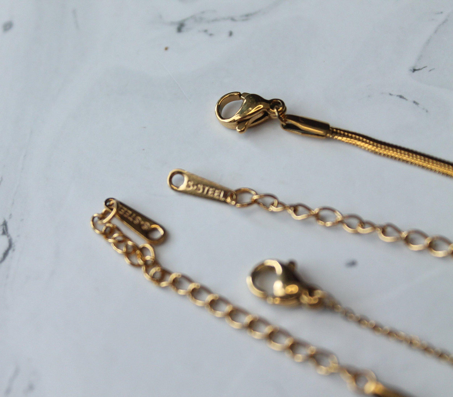 Lovers Heart & Snake Chain Necklace Set