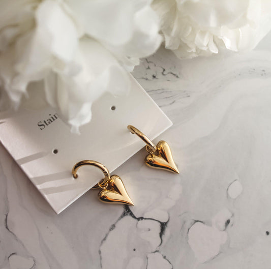 Hoop Dangle Heart Earrings