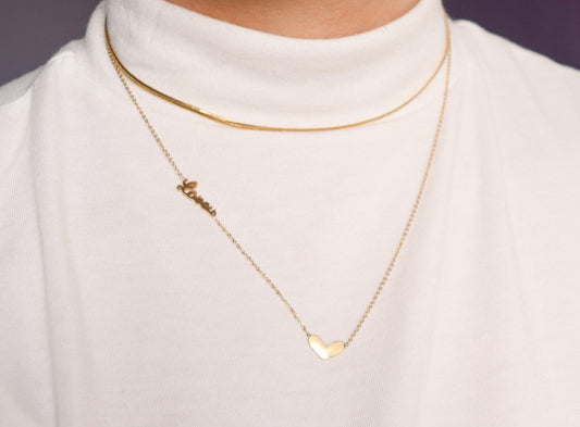 Lovers Heart & Snake Chain Necklace Set