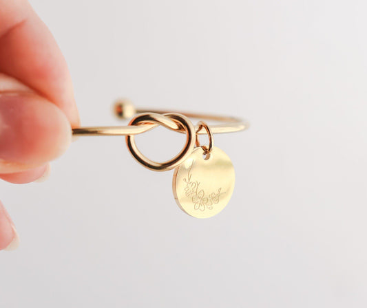 Love Knot Bangle Bracelet with Charms