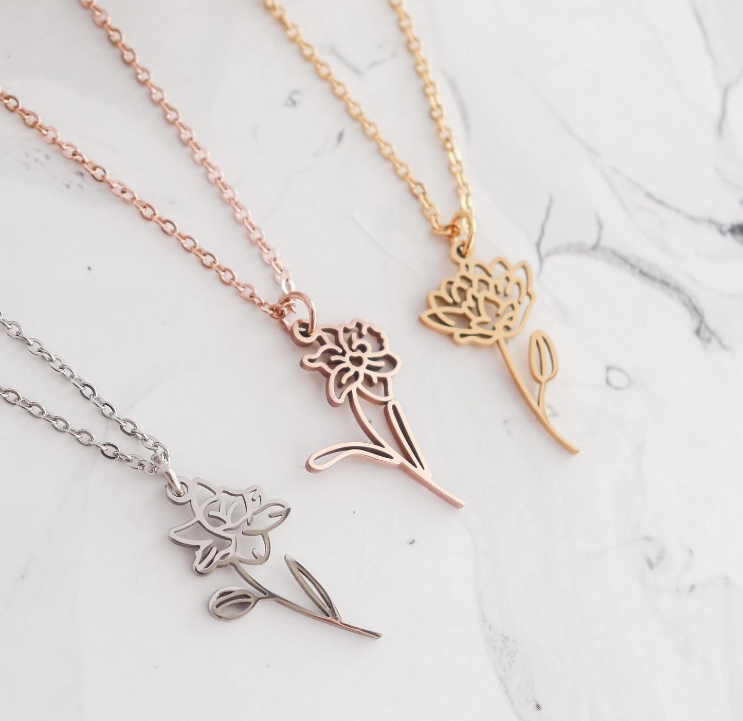 Flower Shape Birth Month Flower Necklace